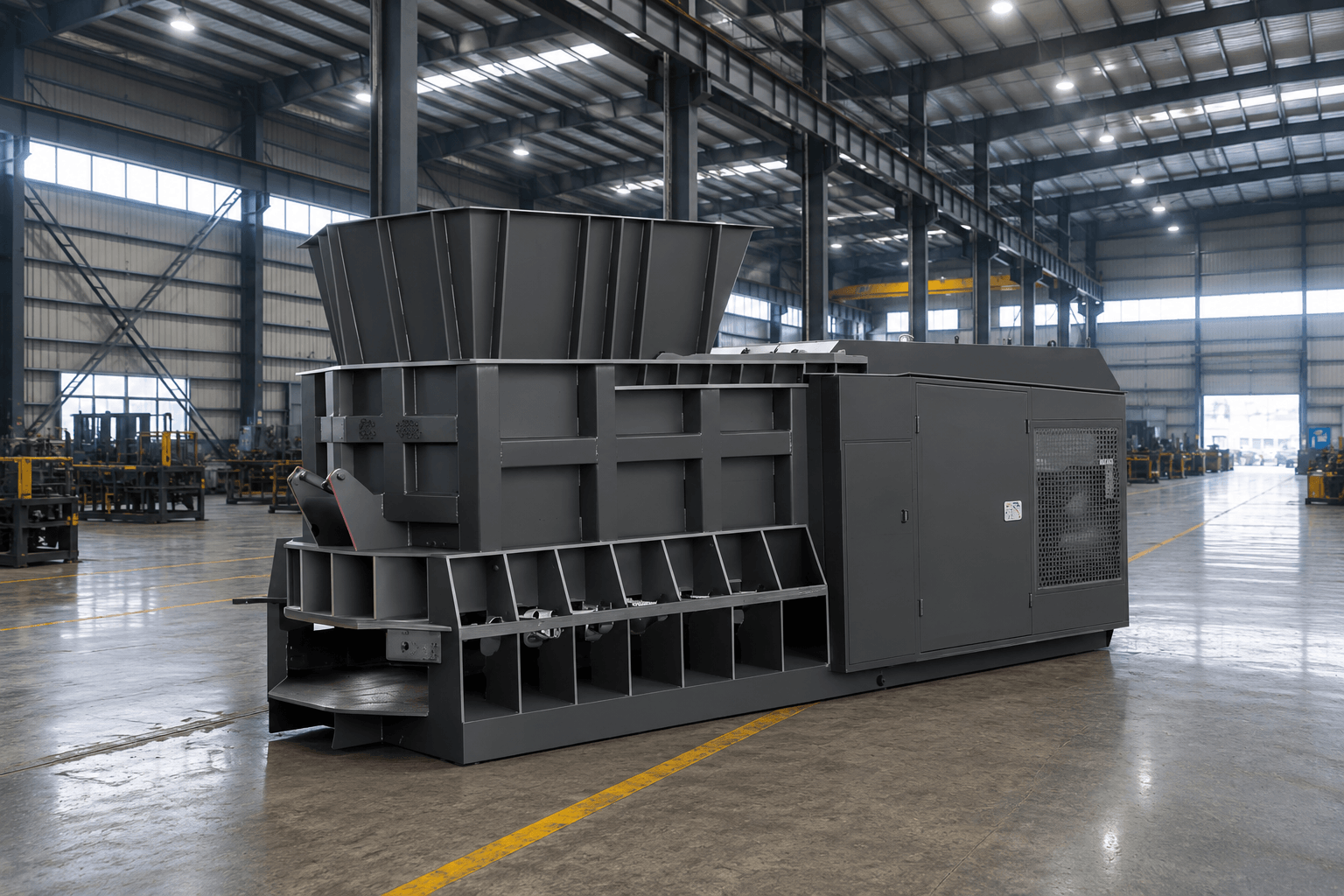 ARZIR factory floor with hydraulic scrap metal baler