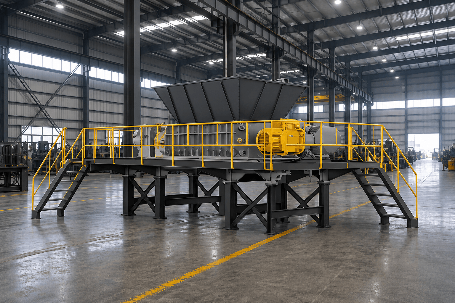 ARZIR factory floor with hydraulic scrap metal baler