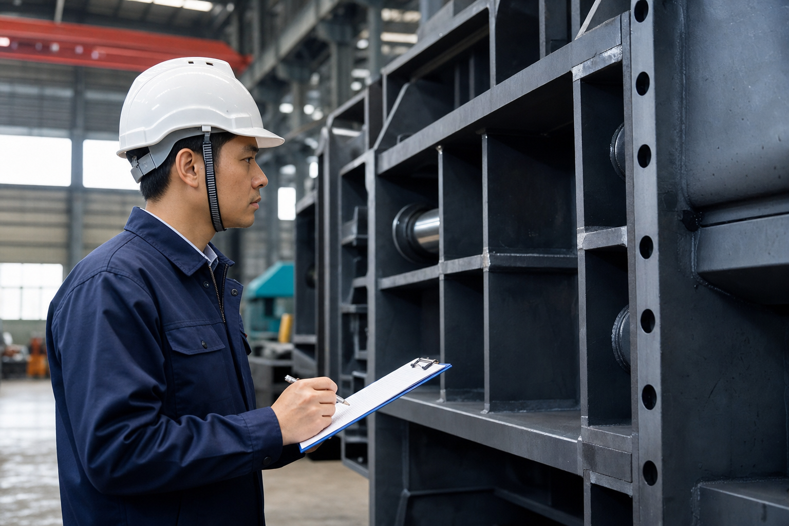 ARZIR engineer inspecting baler frame quality