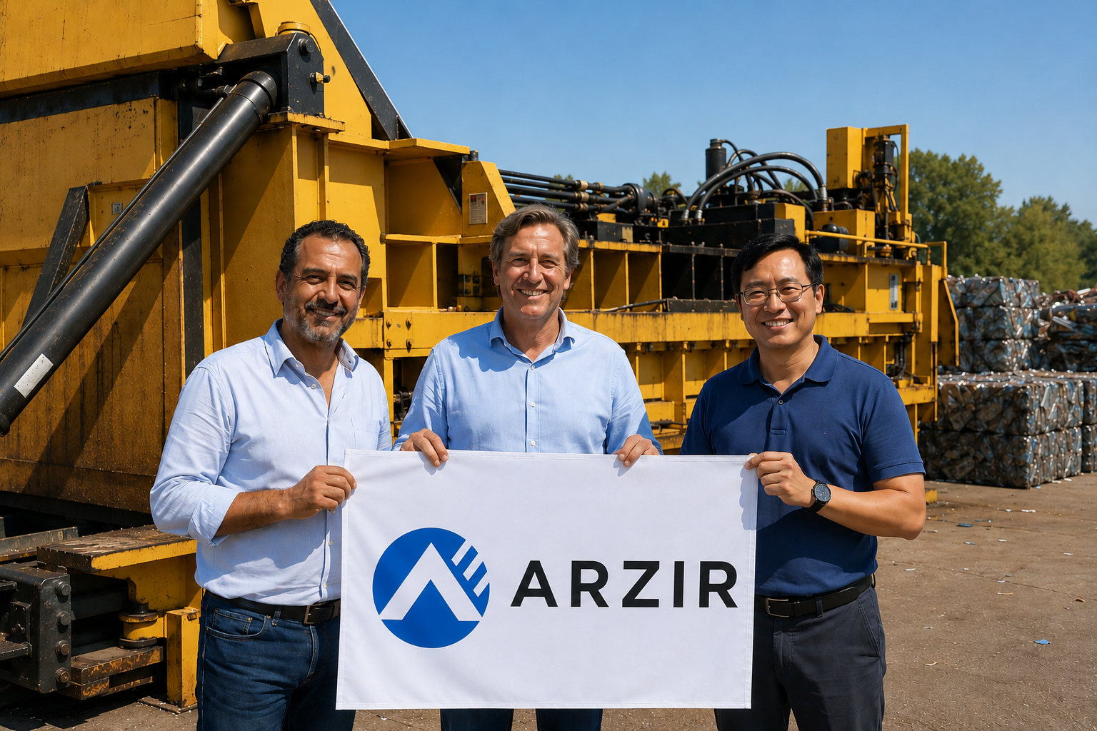 ARZIR customers with delivered baler machine