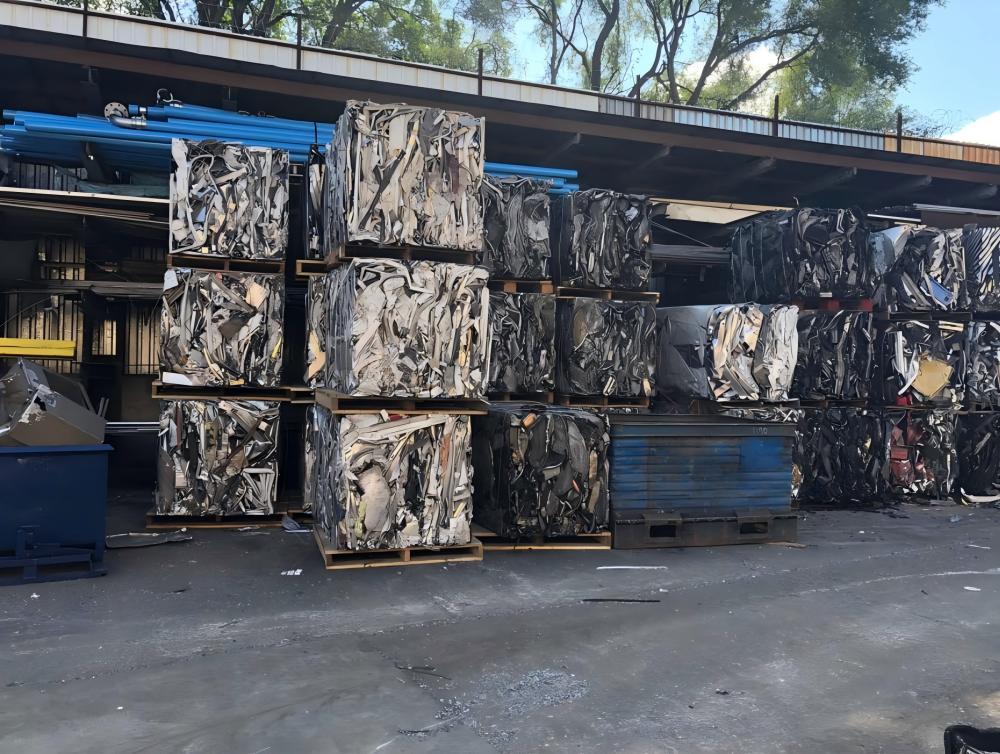 Baled Ferrous and Non-Ferrous Metal Ready for Transport