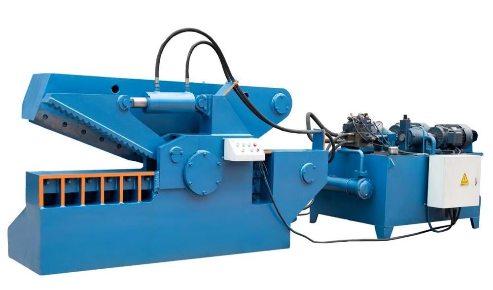 Industrial Alligator Shear in a Scrap Yard