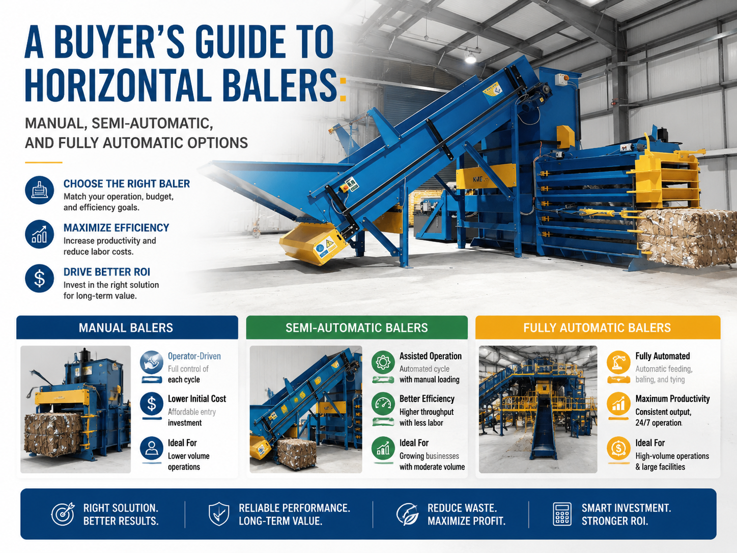 a buyer s guide to horizontal balers manual semi automatic and fully automatic options