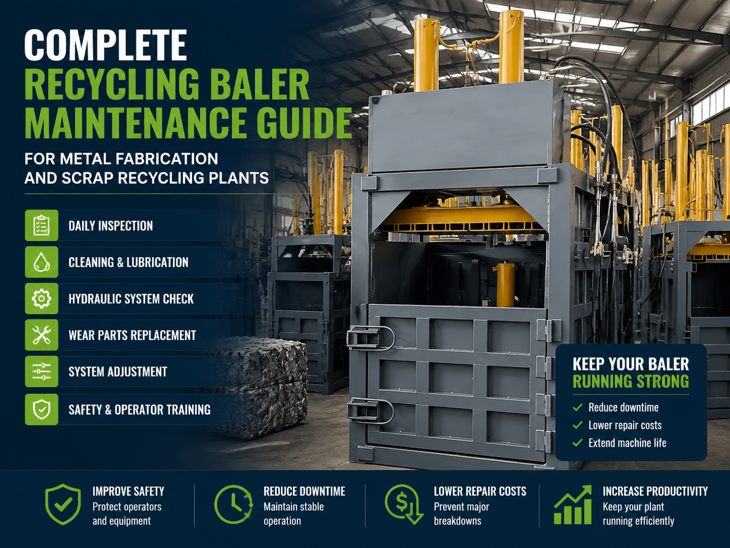 complete recycling baler maintenance guide for metal fabrication and scrap recycling plant