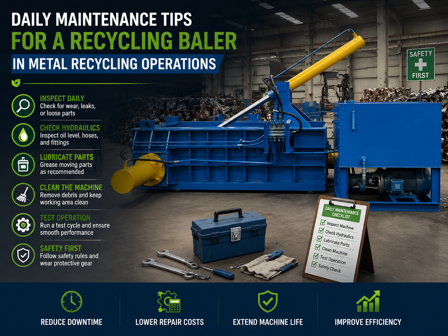 comprehensive guide daily maintenance tips a recycling baler in metal recycling operations