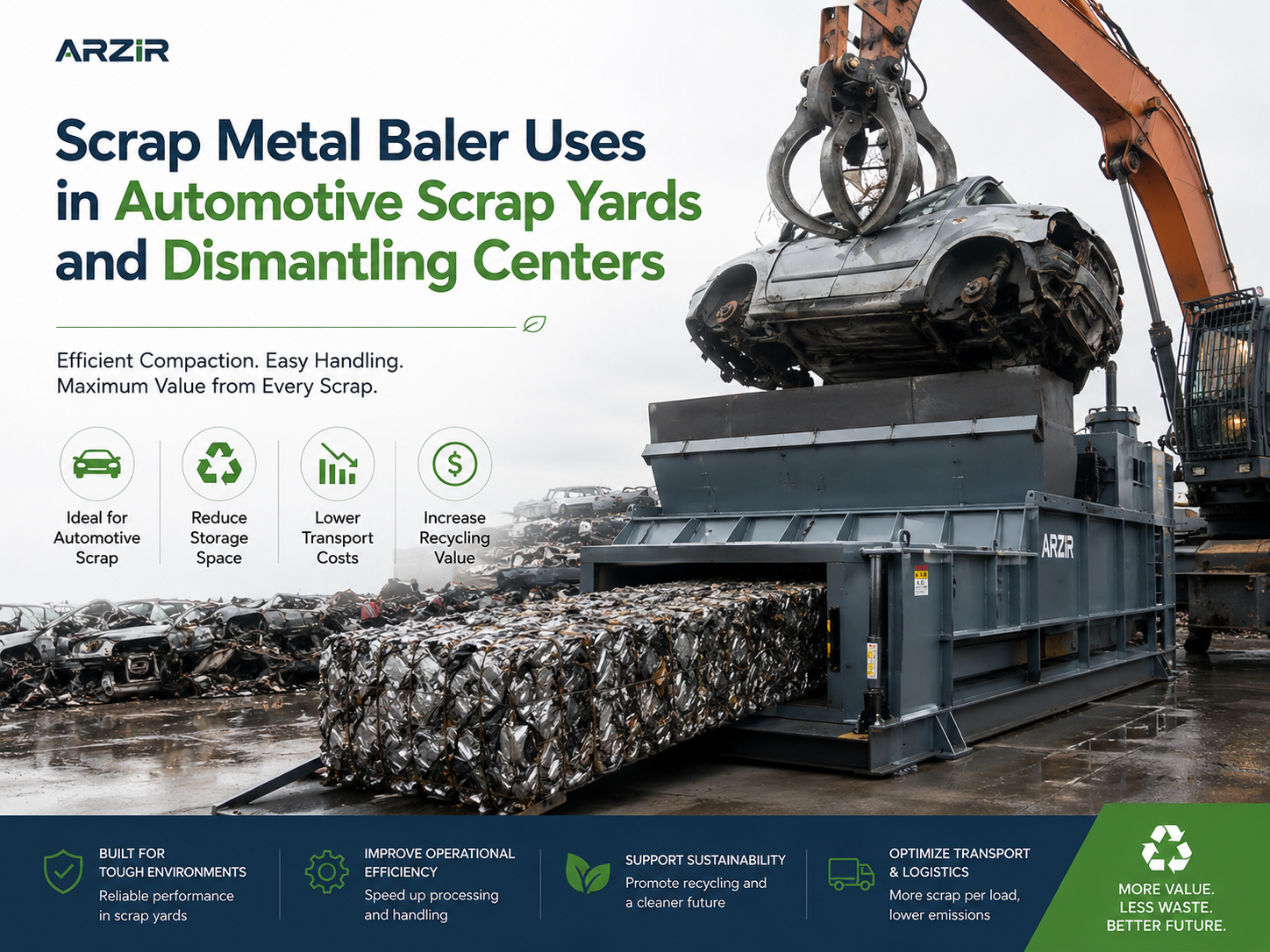 comprehensive guide scrap metal baler uses in automotive scrap yards and dismantling cente