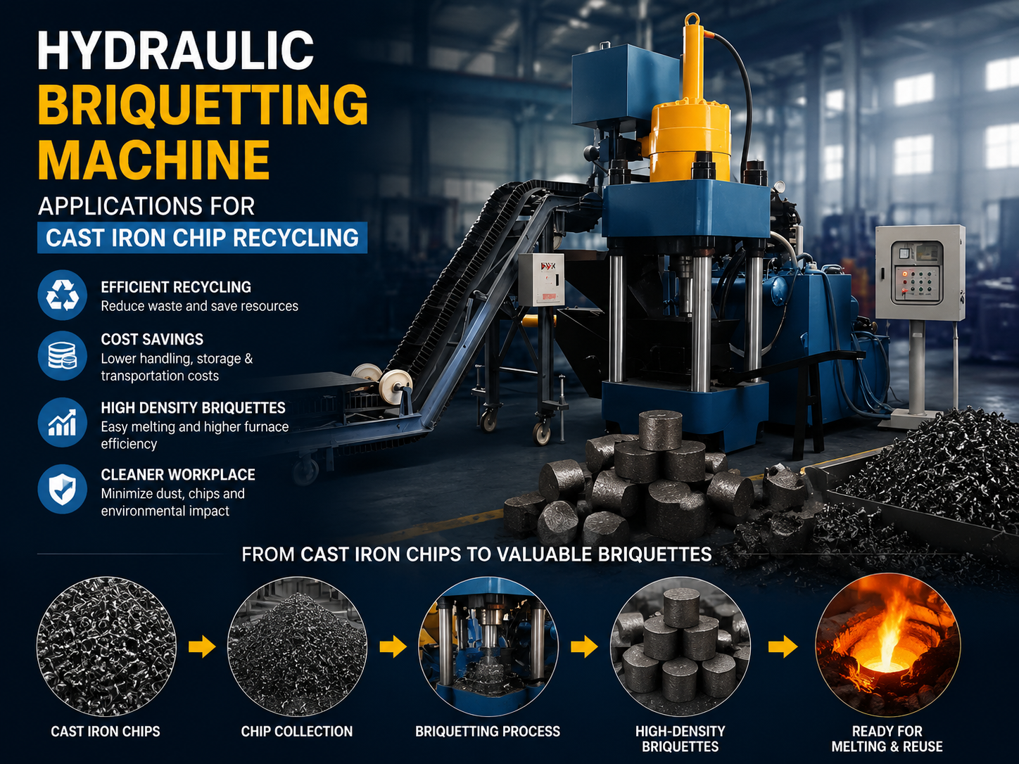 comprehensive guide to hydraulic briquetting machine applications for cast iron chip recyc