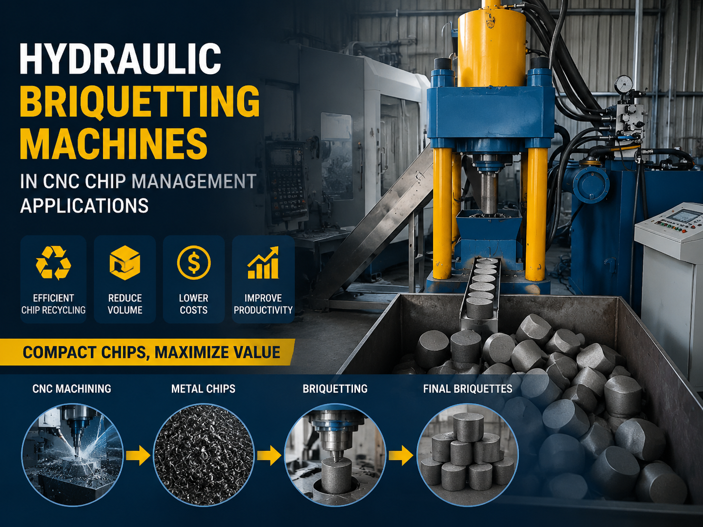 comprehensive guide to hydraulic briquetting machines in cnc chip management applications