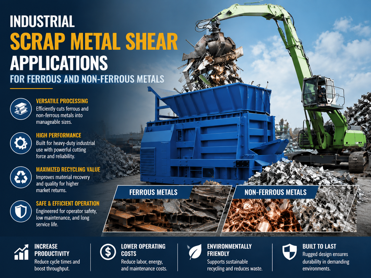 comprehensive guide to industrial scrap metal shear applications for ferrous and non ferro