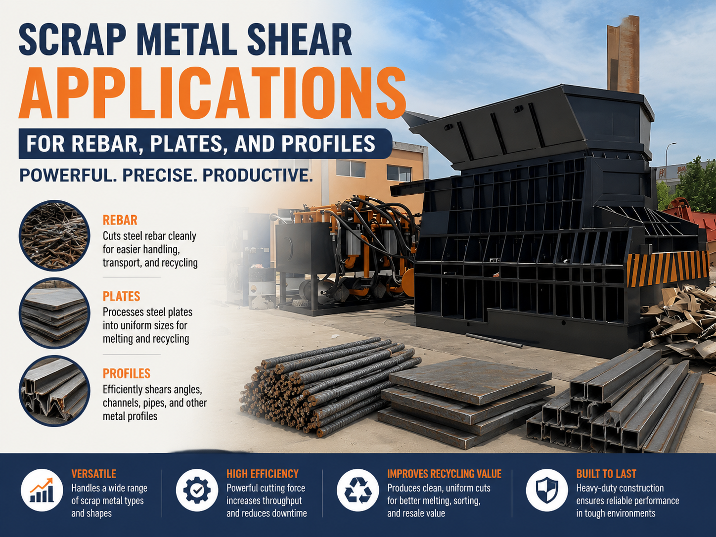 comprehensive guide to scrap metal shear applications for rebar plates and profiles