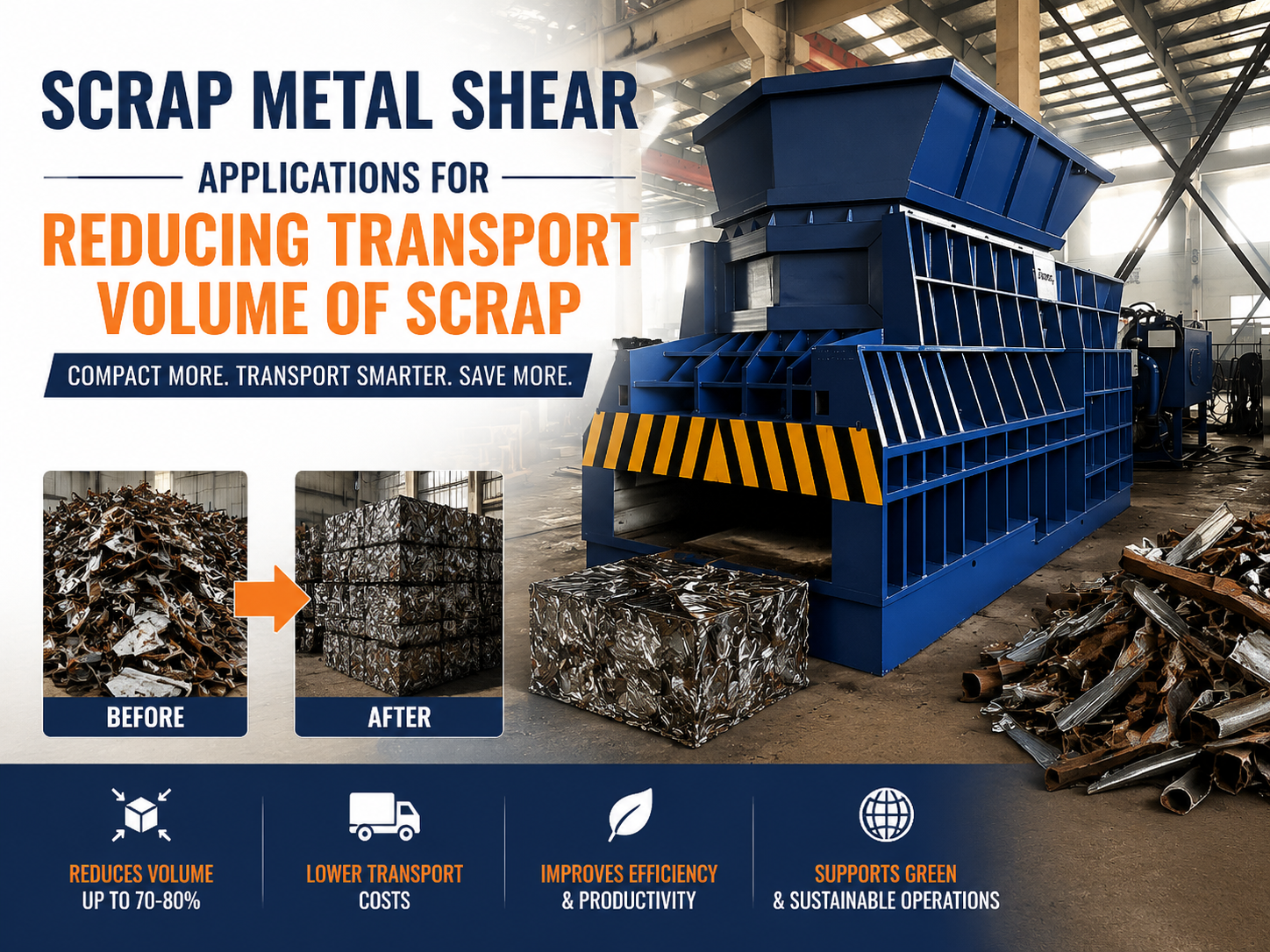 comprehensive guide to scrap metal shear applications for reducing transport volume of scr