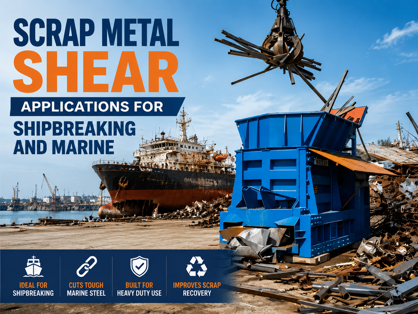 comprehensive guide to scrap metal shear applications for shipbreaking and marine scrappin