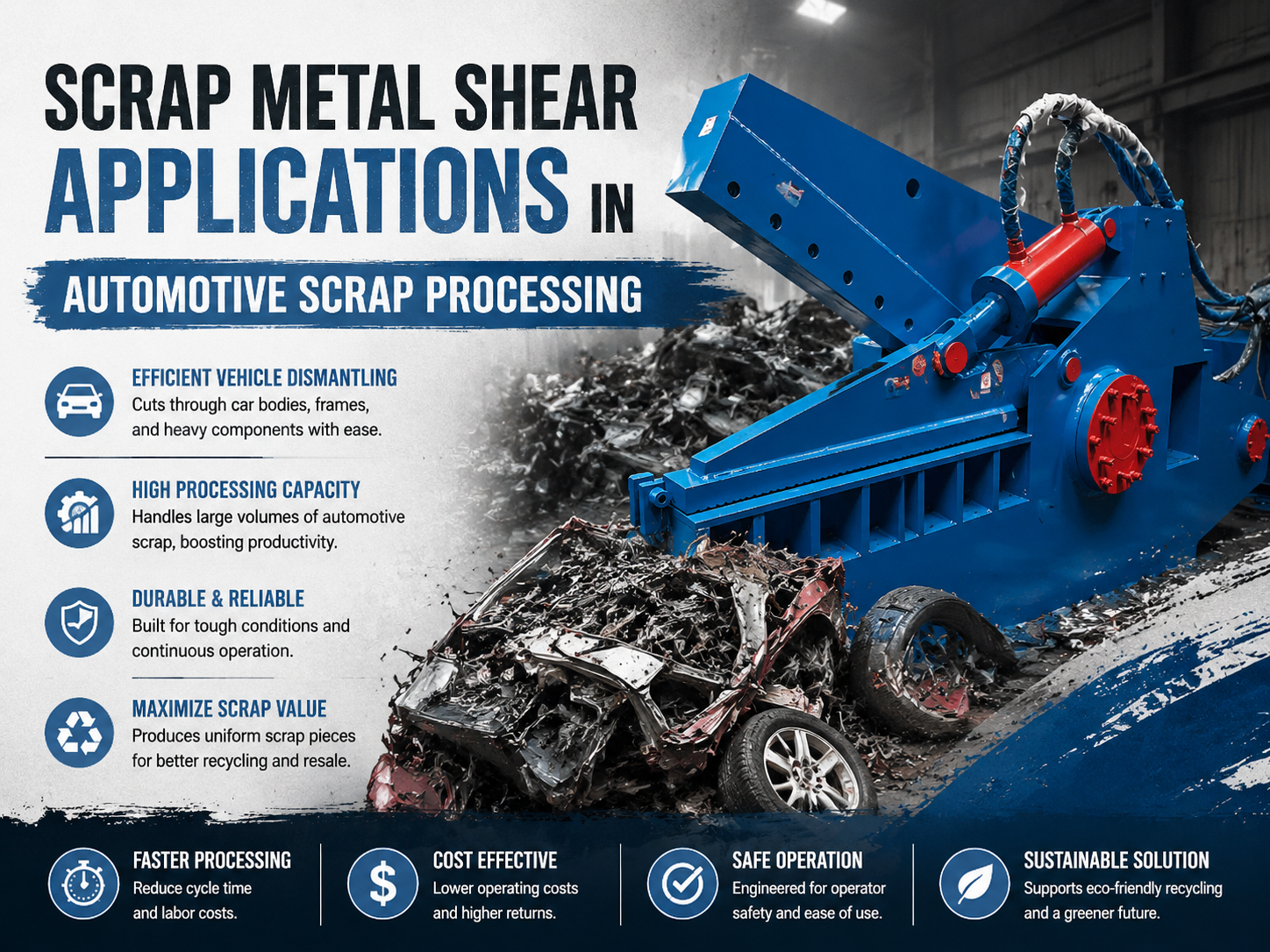 comprehensive guide to scrap metal shear applications in automotive scrap processing