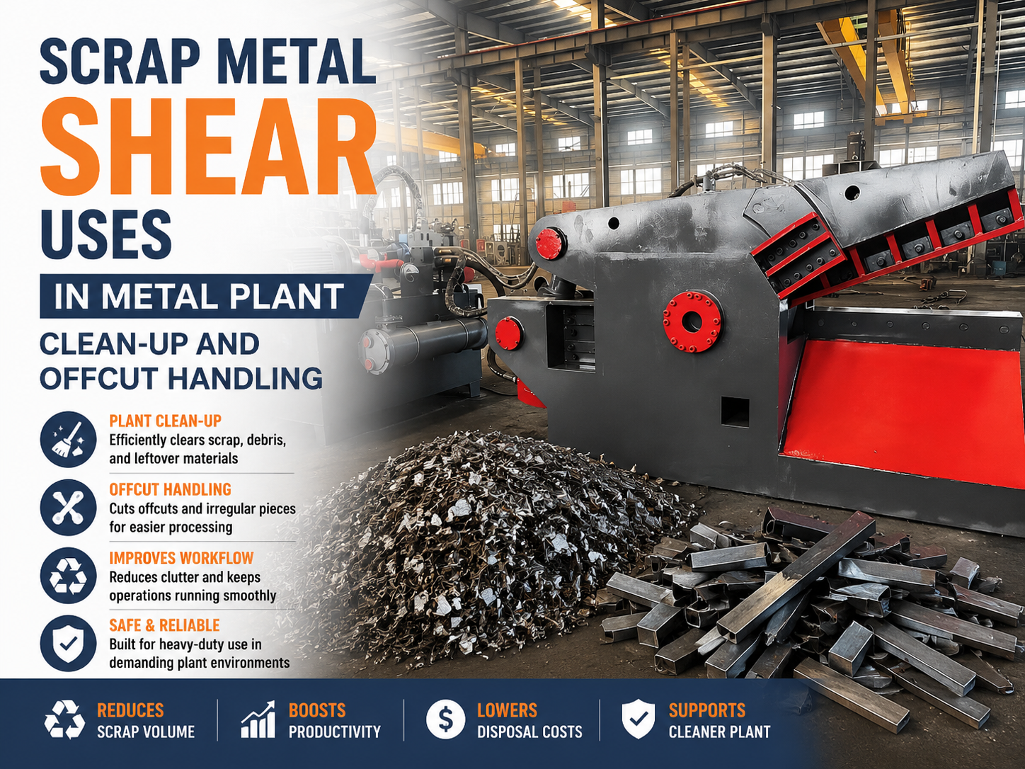 comprehensive guide to scrap metal shear uses in metal plant clean up and offcut handling