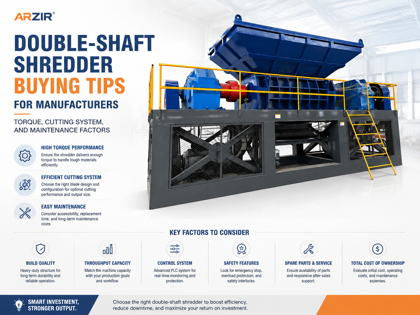 double shaft shredder buying tips for manufacturers torque cutting system and maintenance