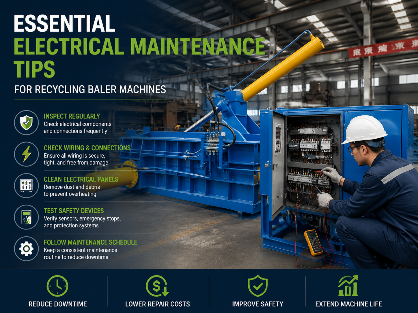 essential electrical maintenance tips for recycling baler machines a comprehensive guide f