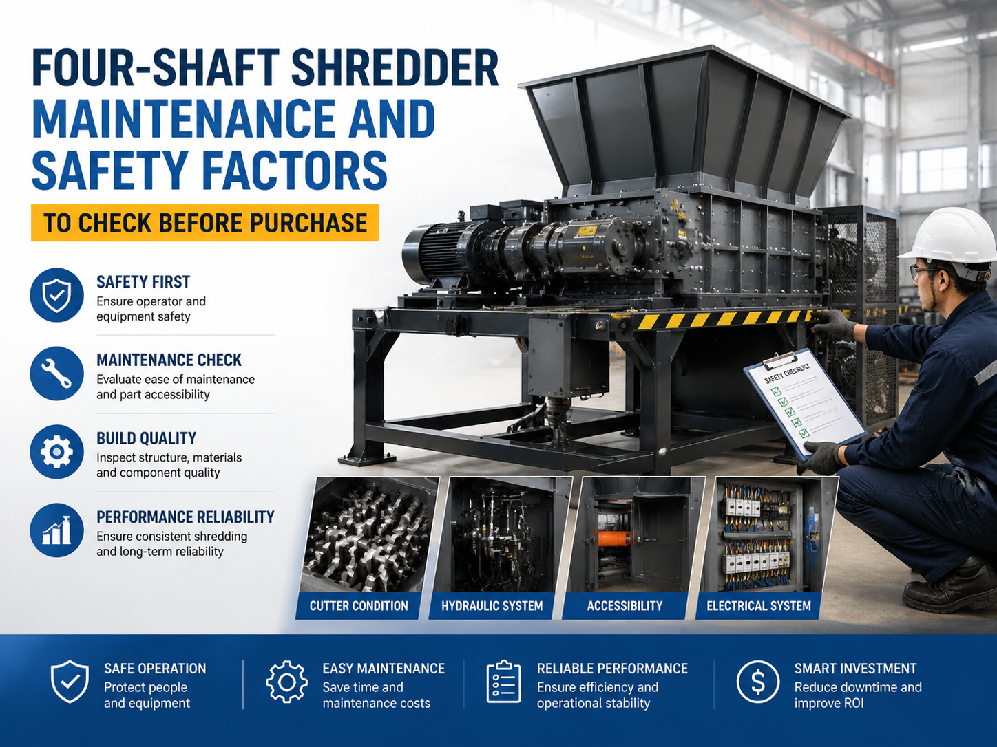 four shaft shredder maintenance and safety factors to check before purchase 1
