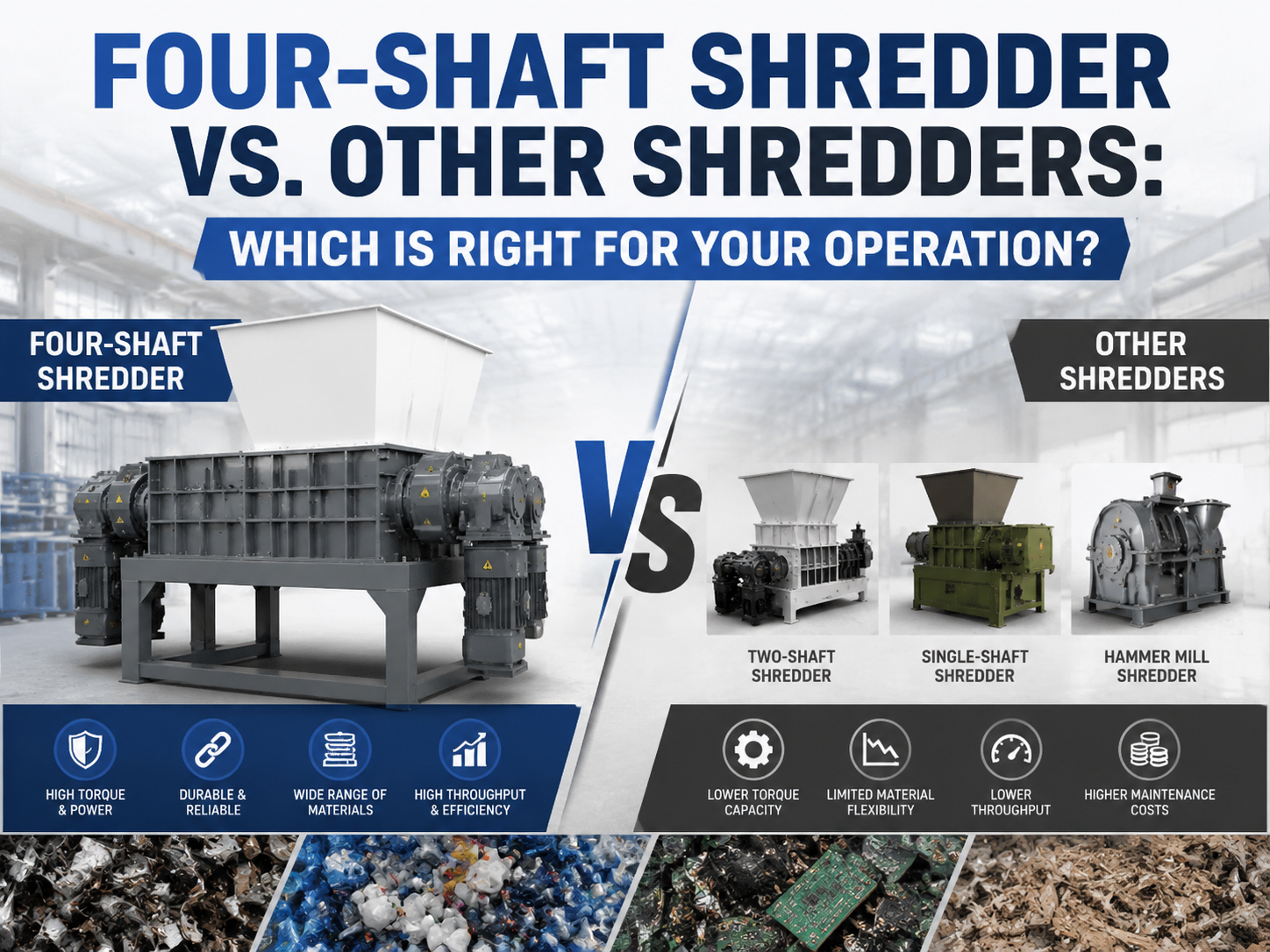 four shaft shredder vs other shredders which is operation