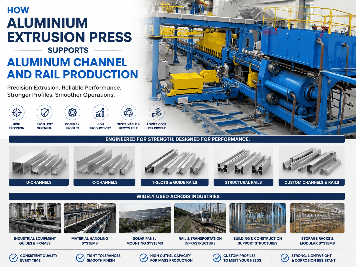 how aluminium extrusion press supports aluminum channel and rail production 1