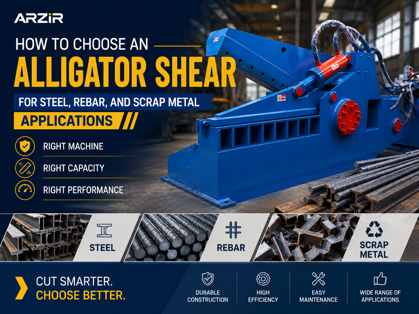how to choose an alligator shear for steel rebar and scrap metal applications