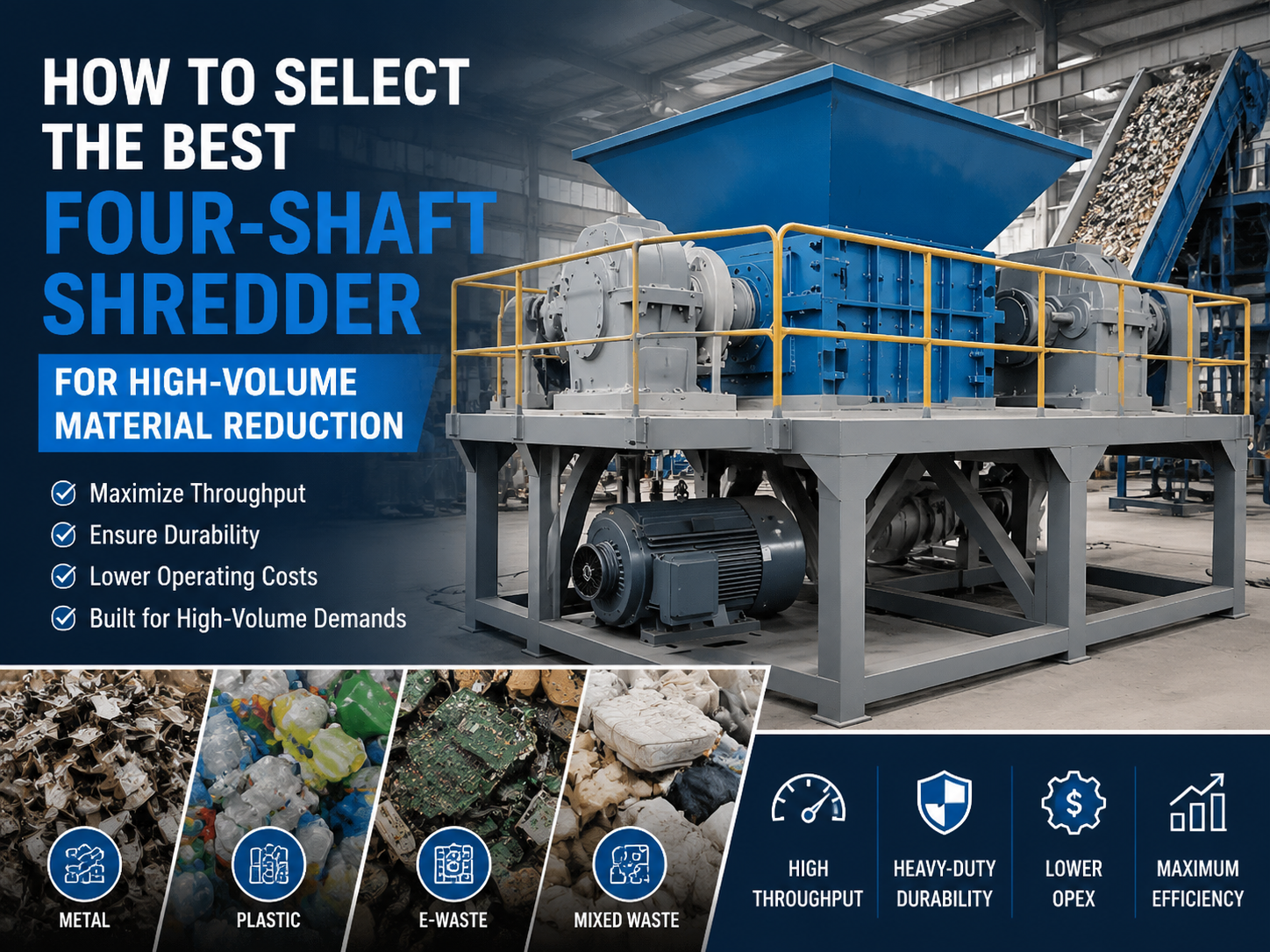 how to select the best four shaft shredder for high volume material reduction