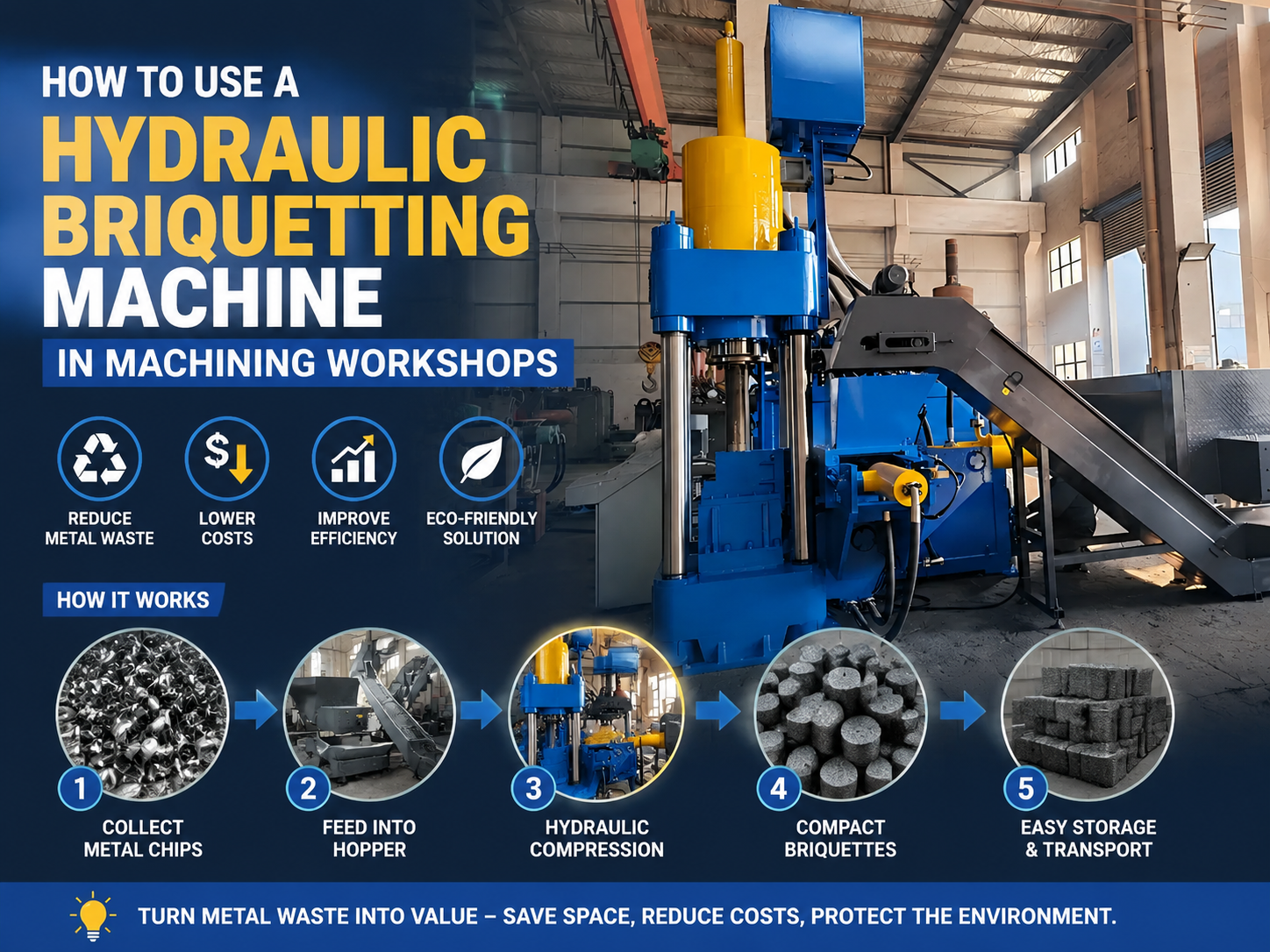 how to use a hydraulic briquetting machine in machining workshops 1