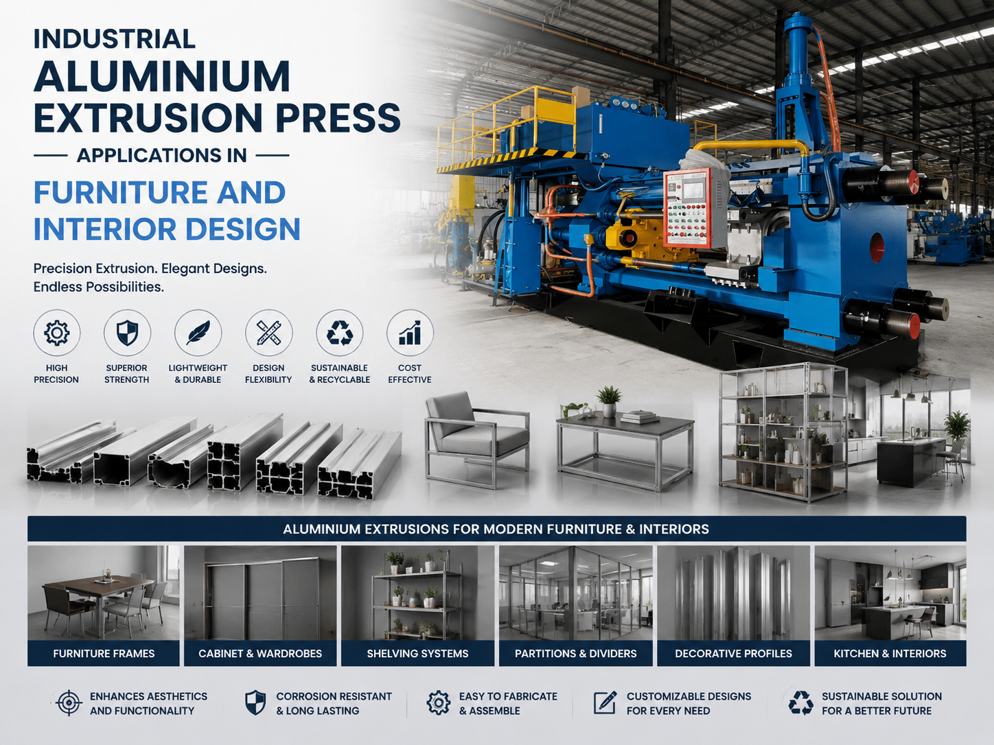 industrial aluminium extrusion press applications in furniture and interior design a compr