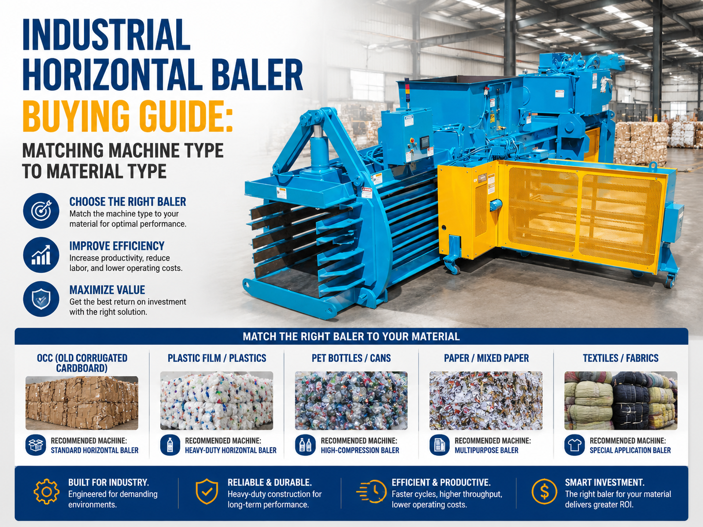 industrial horizontal baler buying guide matching machine type to material type