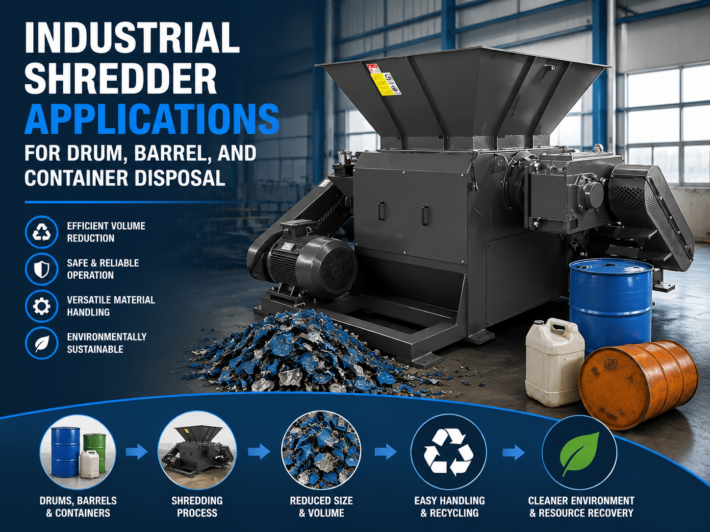 industrial shredder applications for drum barrel and container disposal a comprehensive gu