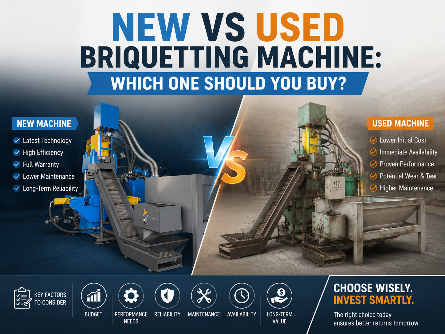 new vs used briquetting machine which one should you buy