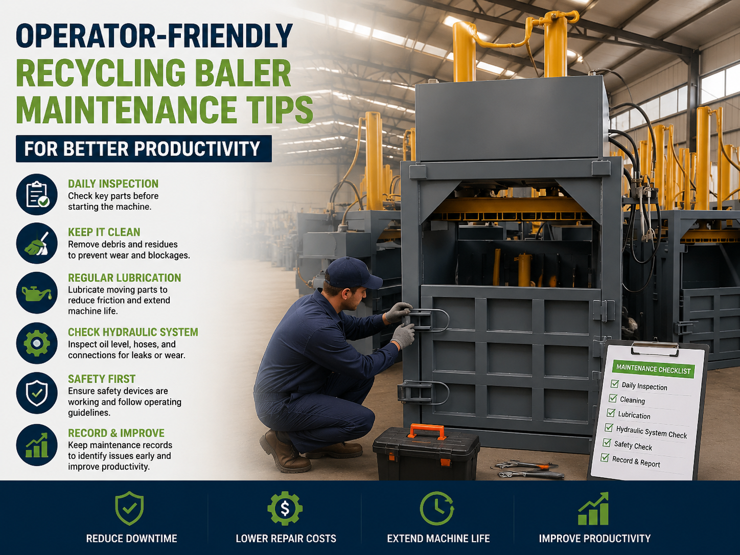 operator friendly recycling baler maintenance tips for better productivity 1