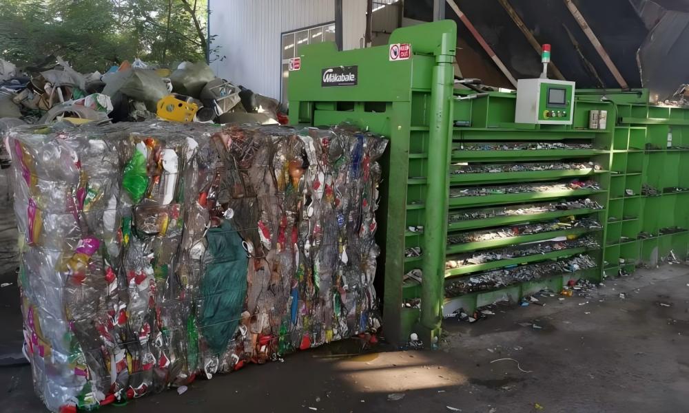 Baled industrial waste materials