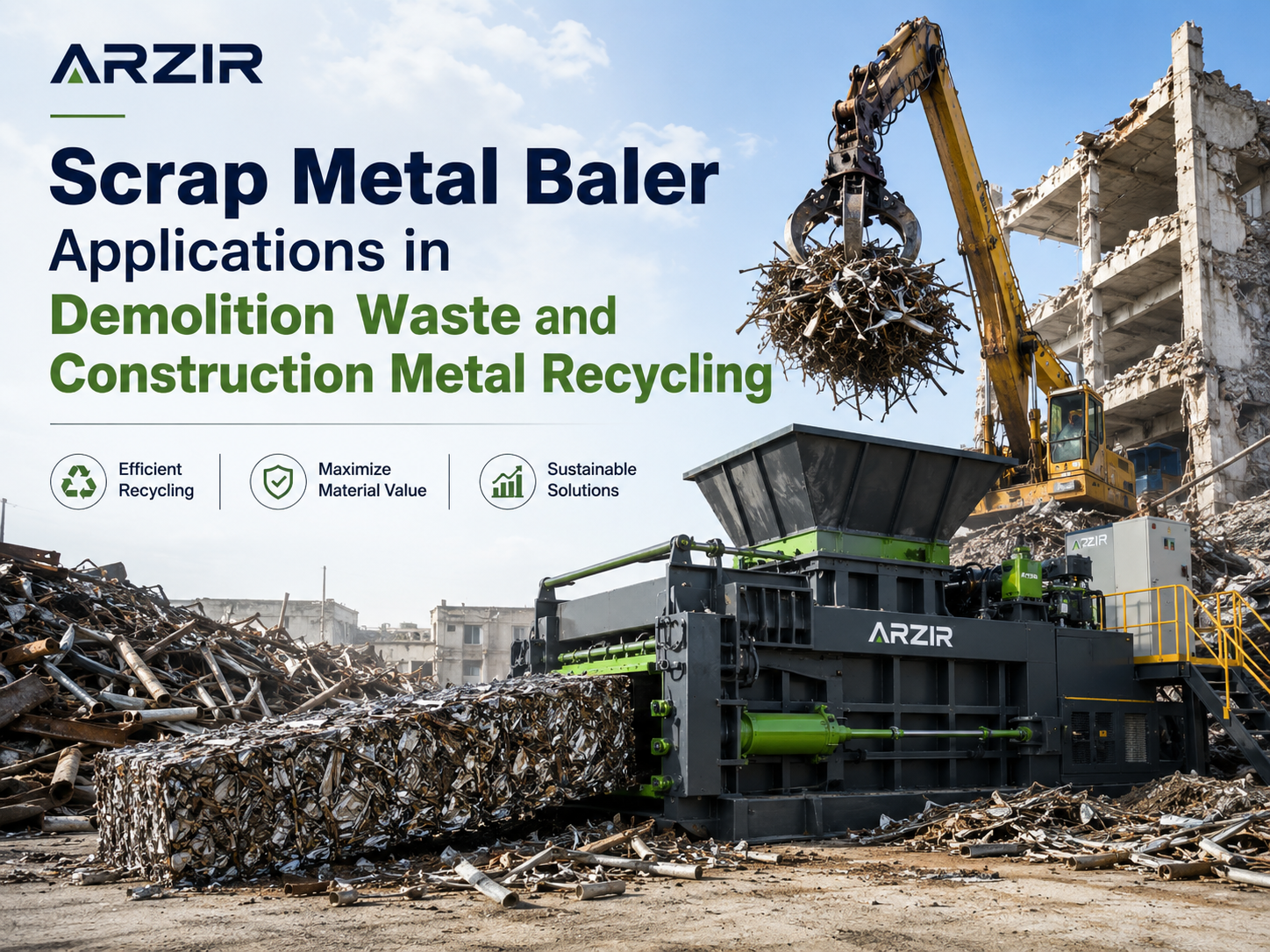 scrap metal baler applications in demolition waste and construction metal recycling 1