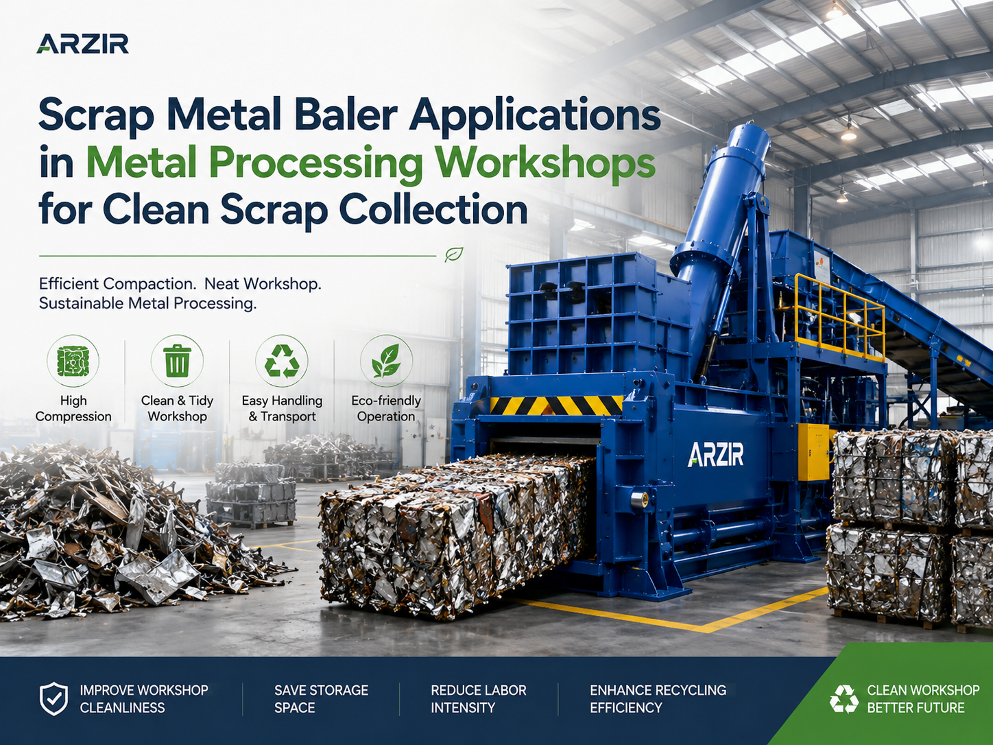 scrap metal baler applications in metal processing workshops for clean scrap collection a