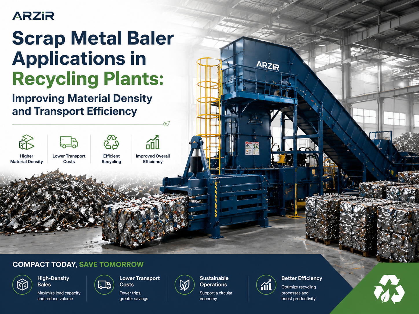 scrap metal baler applications in recycling plants improving material density and transpor