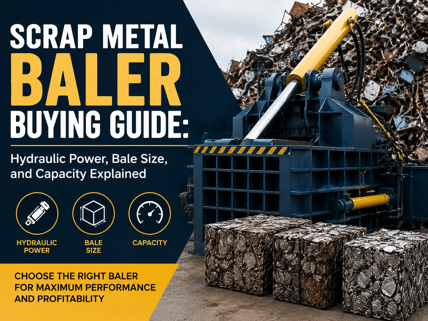 scrap metal baler buying guide hydraulic power bale size and capacity