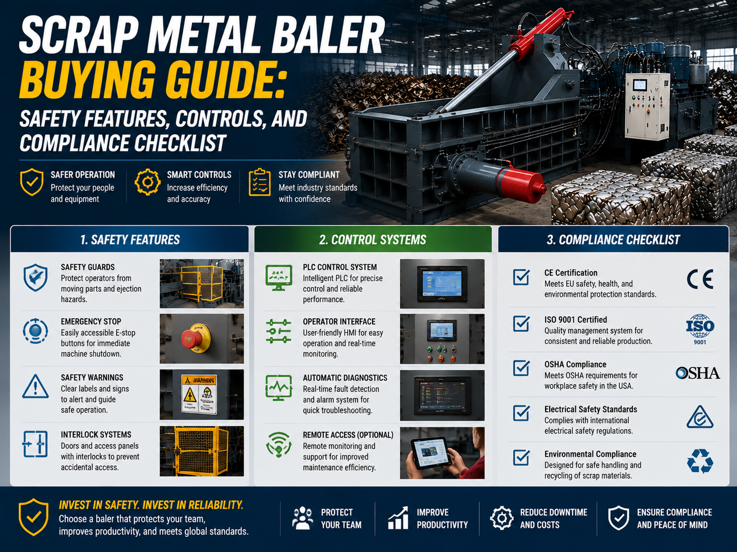 scrap metal baler buying guide safety features controls and compliance checklist