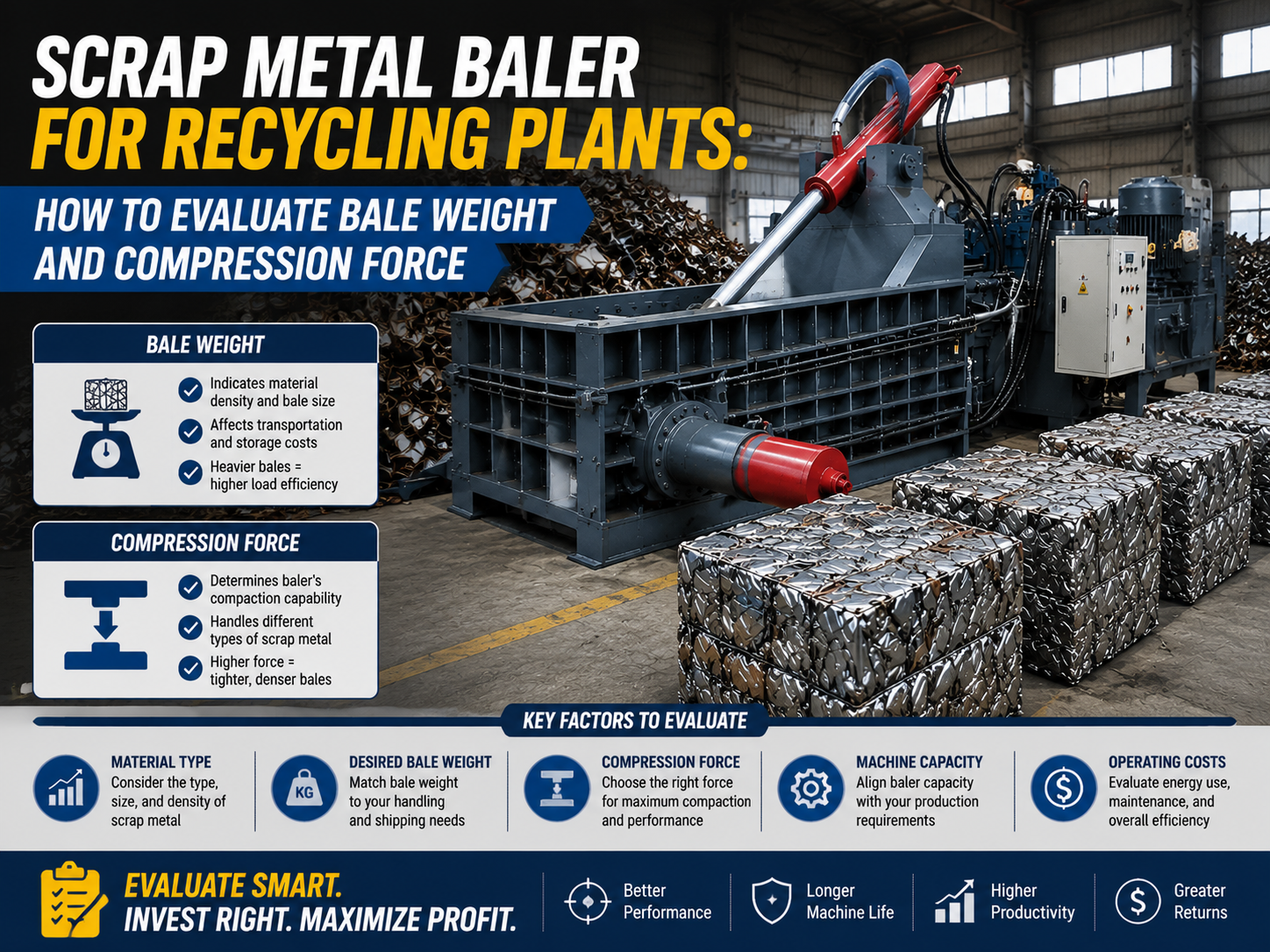 scrap metal baler for recycling plants how to evaluate bale weight and compression force