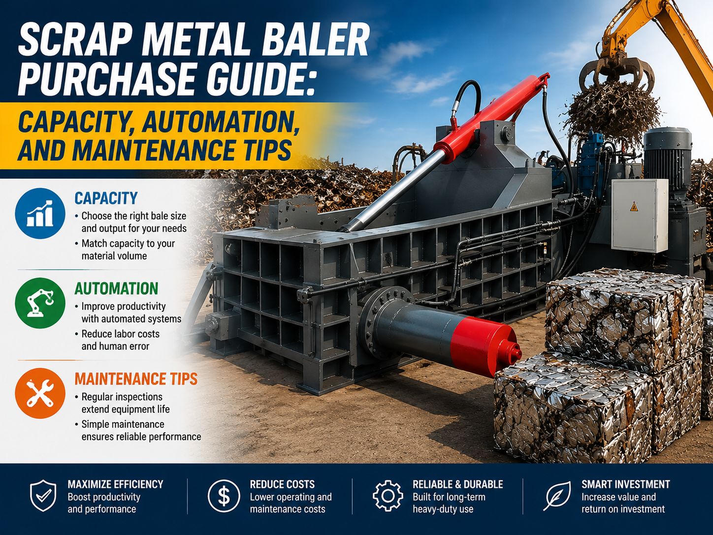 scrap metal baler purchase guide capacity automation and maintenance tips