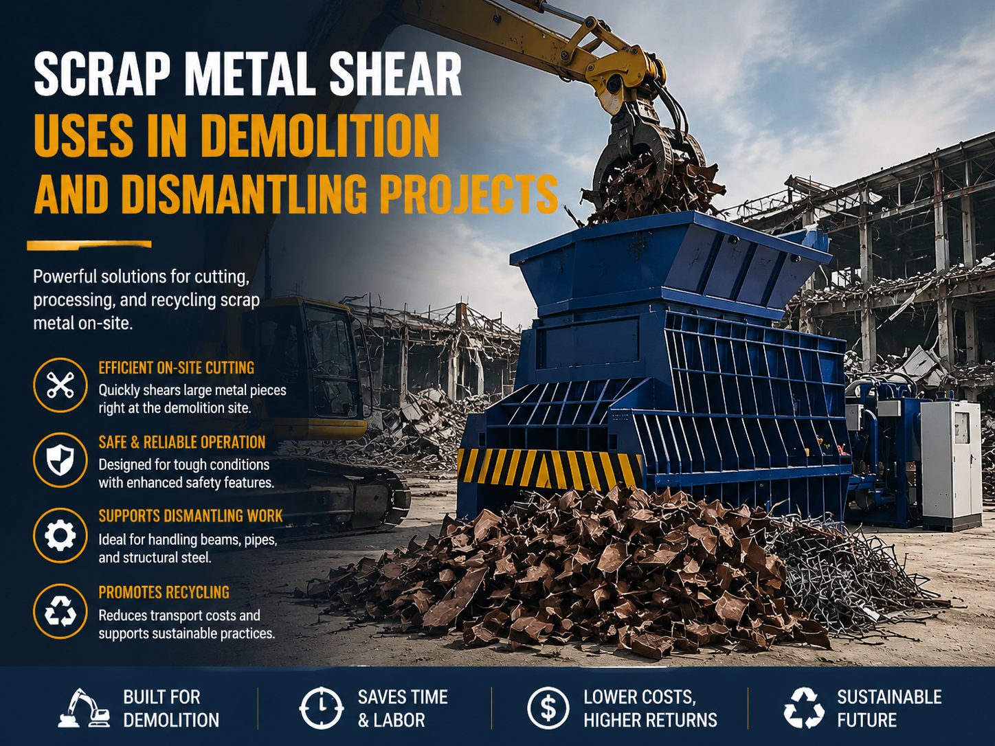 scrap metal shear uses in demolition and dismantling projects a comprehensive guide