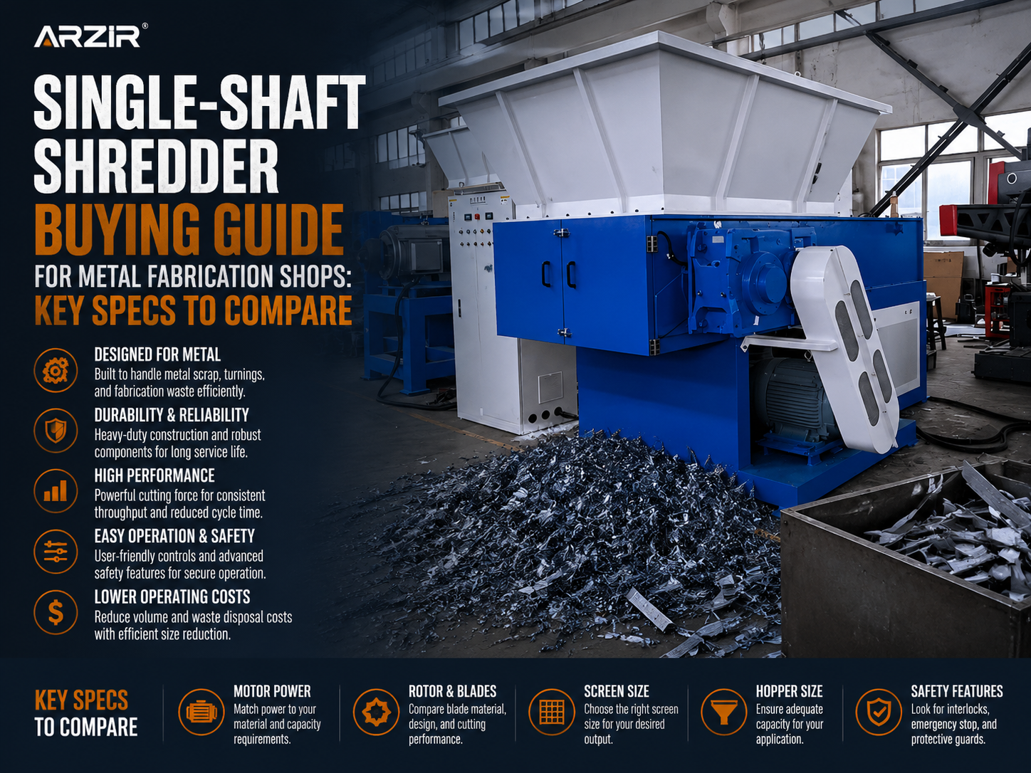 single shaft shredder buying guide for metal fabrication shops key specs to compare