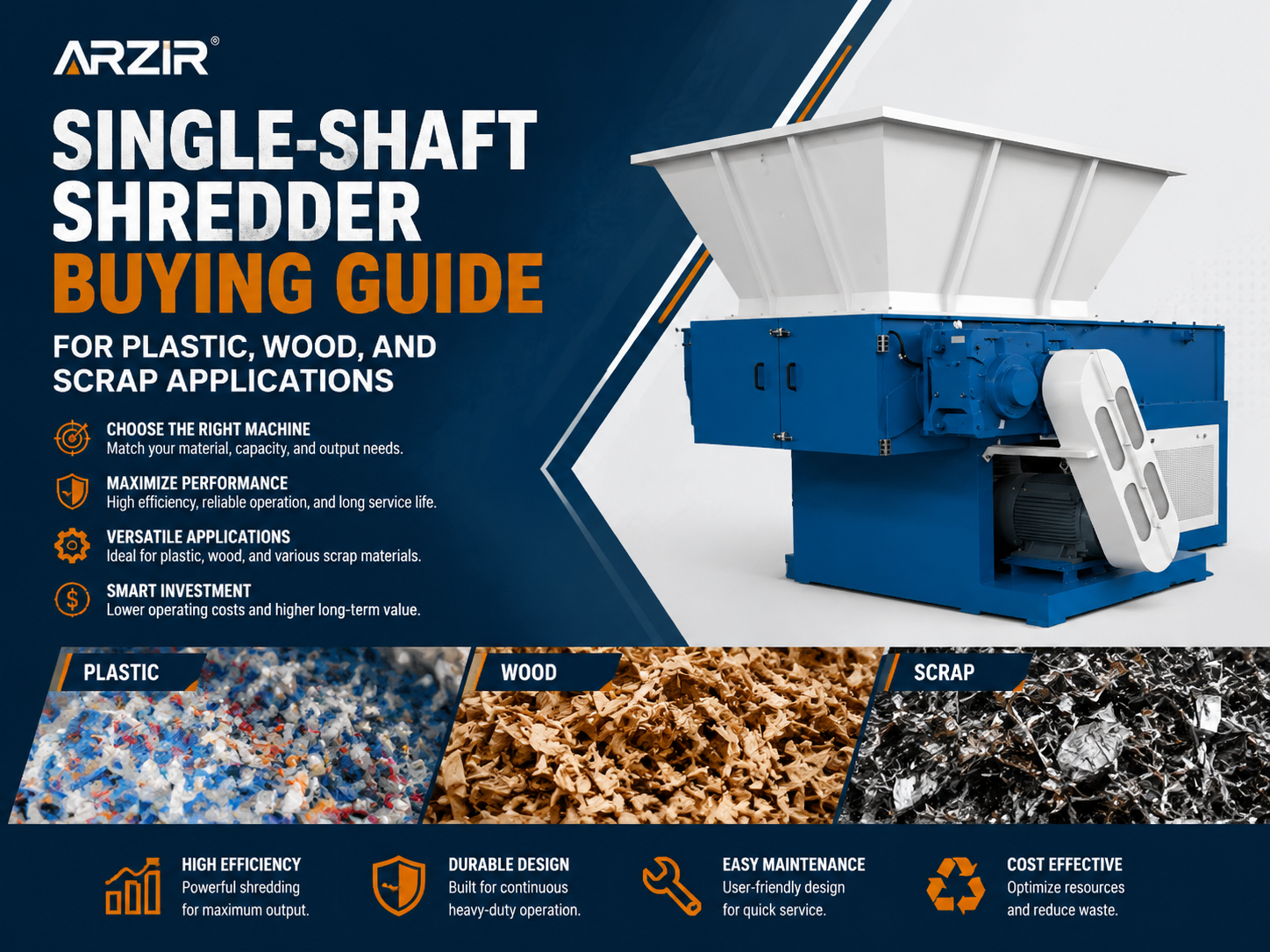 single shaft shredder buying guide for plastic wood and scrap applications
