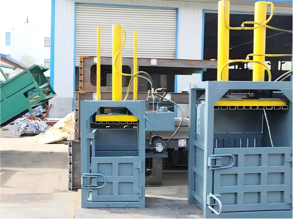 Small and large vertical balers in stock for industrial use