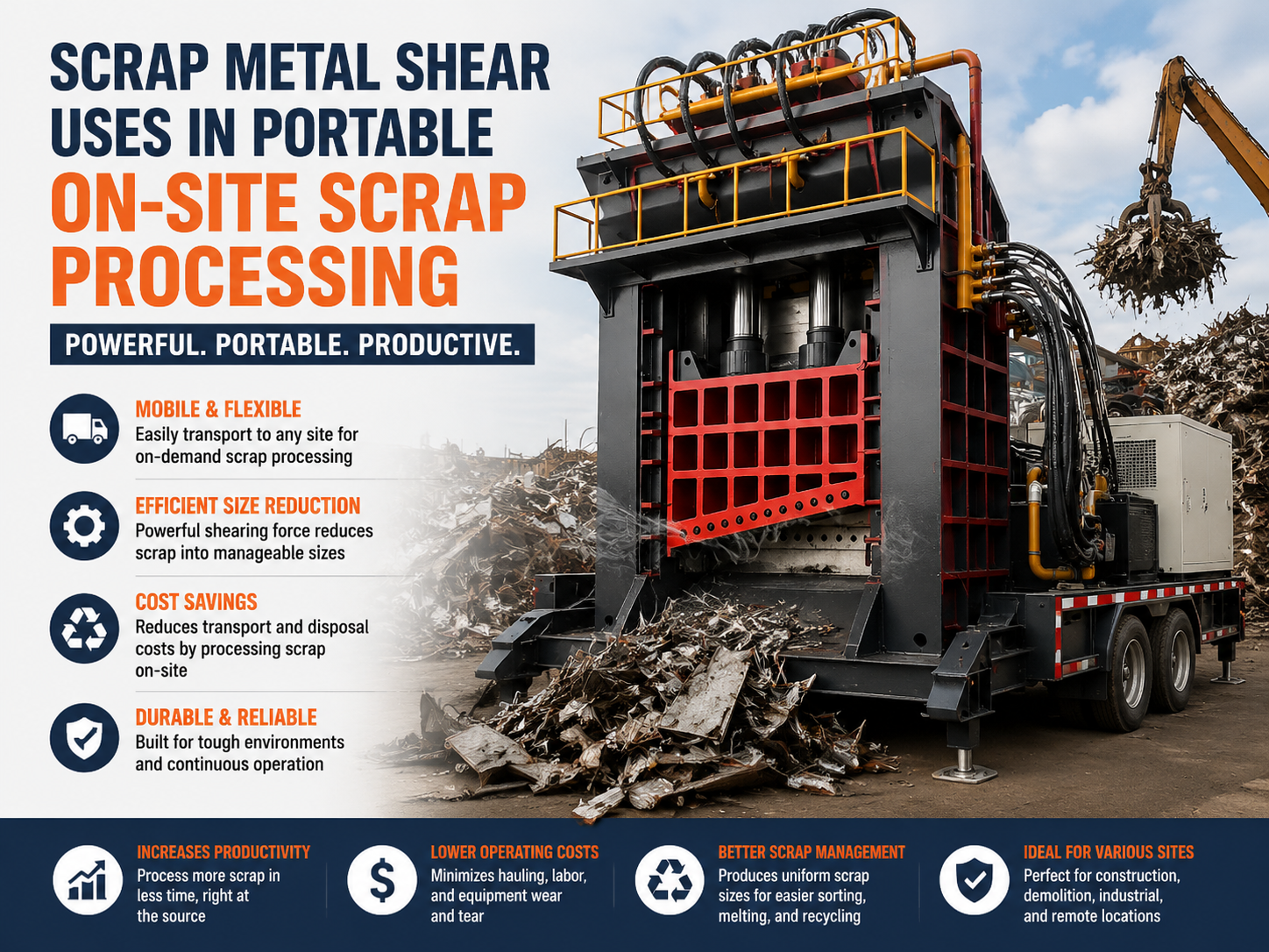 the comprehensive guide to scrap metal shear uses in portable on site scrap processing