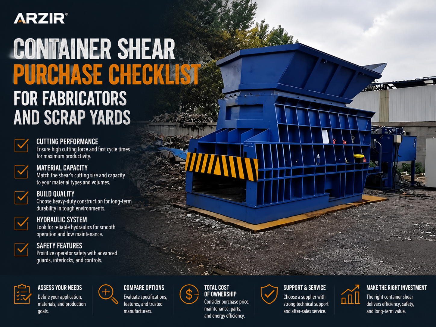 the ultimate container shear purchase checklist for fabricators and scrap yards