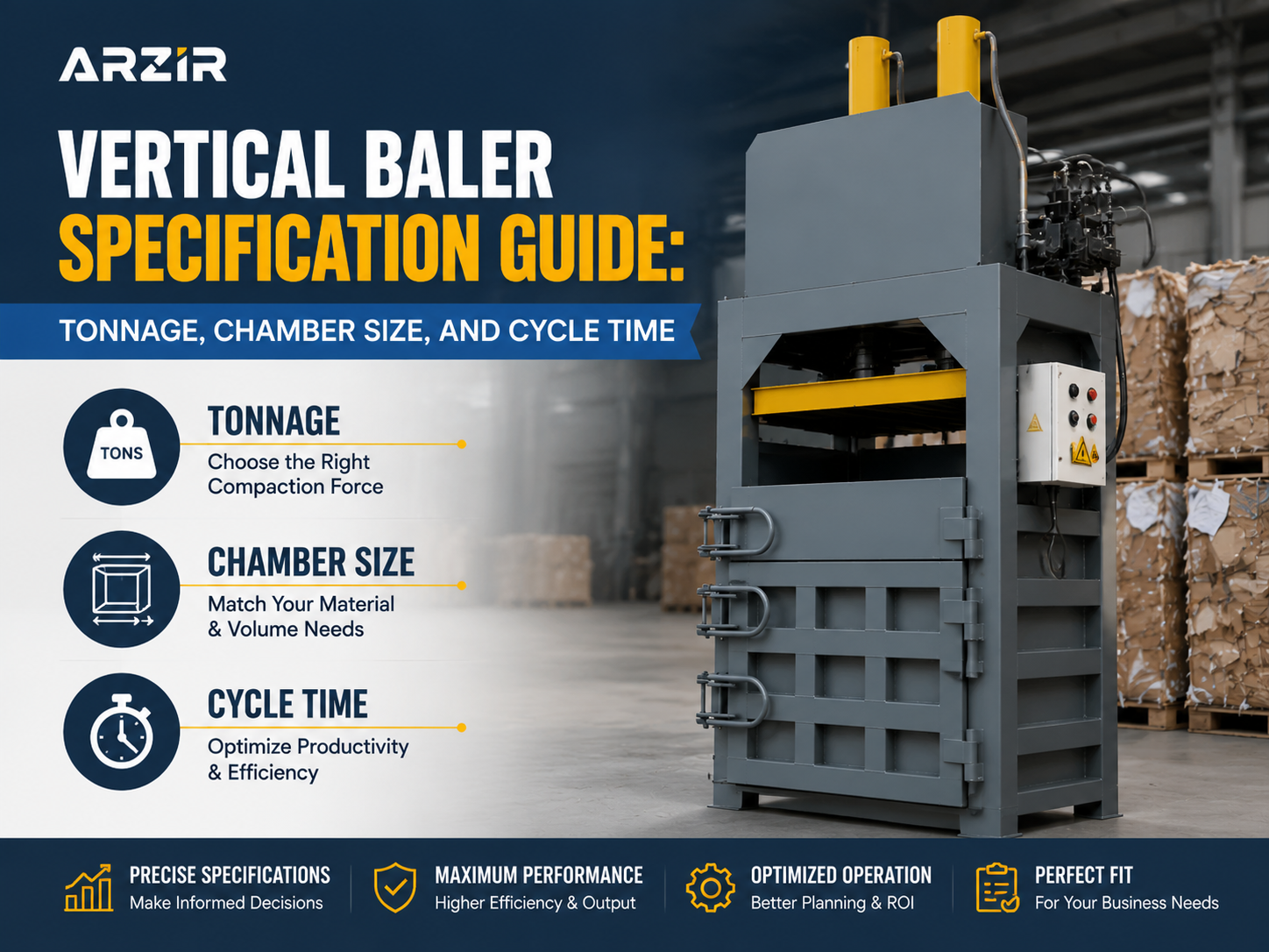 vertical baler specification guide tonnage chamber size and cycle time