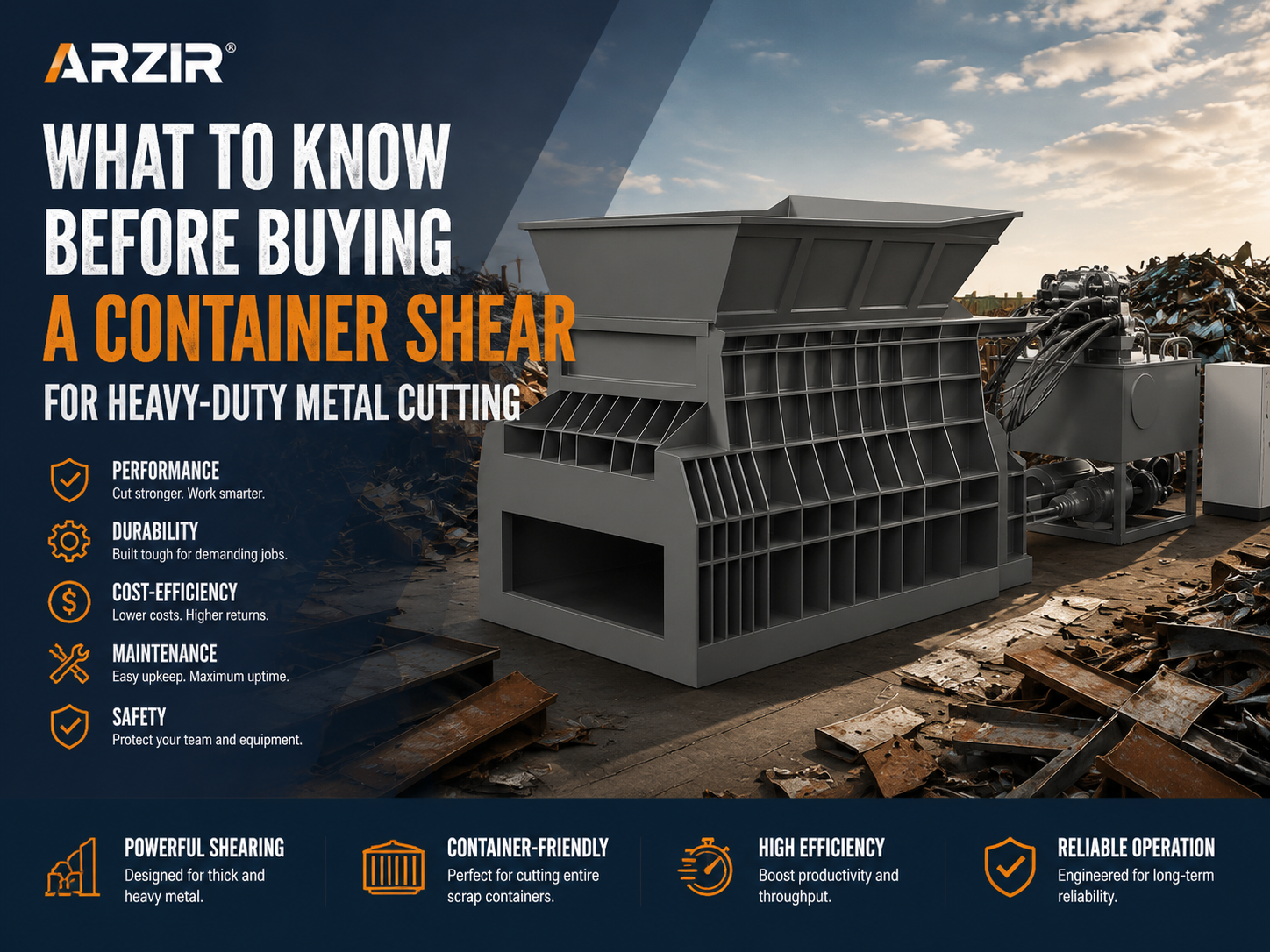 what to know before buying a container shear for heavy duty metal cutting