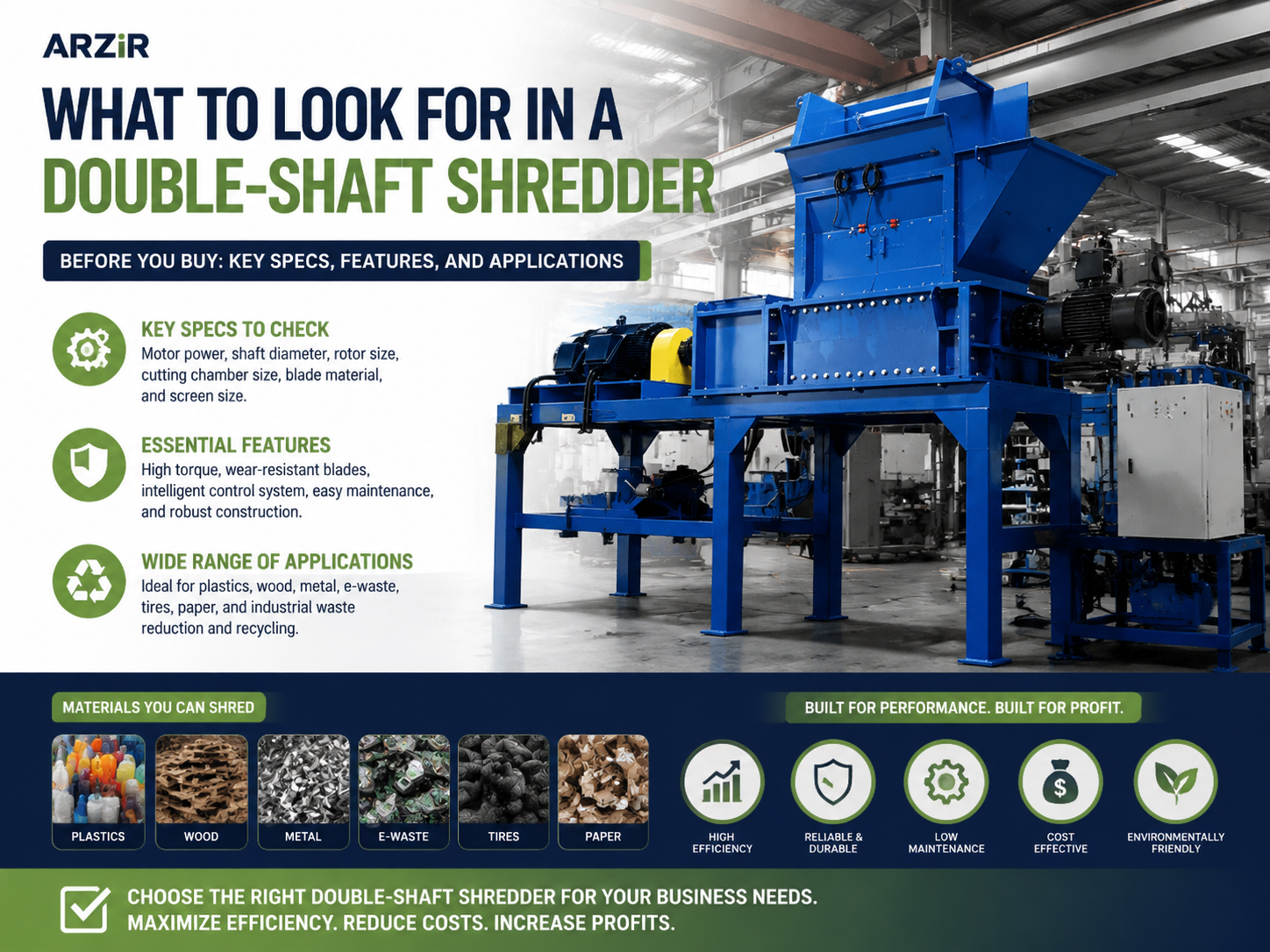 what to look for in a double shaft shredder before you buy key specs features and applicat