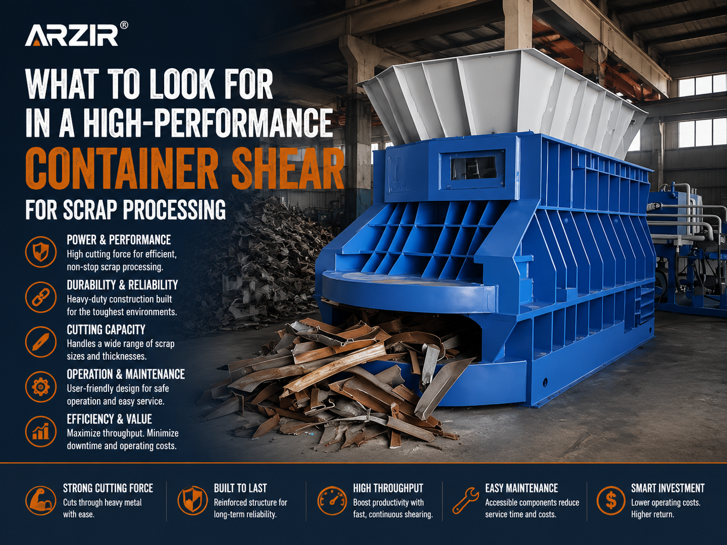 what to look for in a high performance container shear for scrap processing