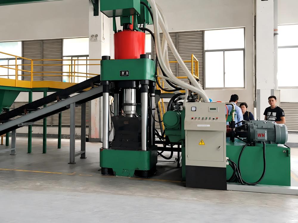 Industrial Hydraulic Briquetting Machine in Operation